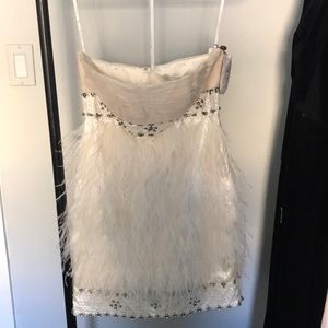 Sue Wong ivory feather dress